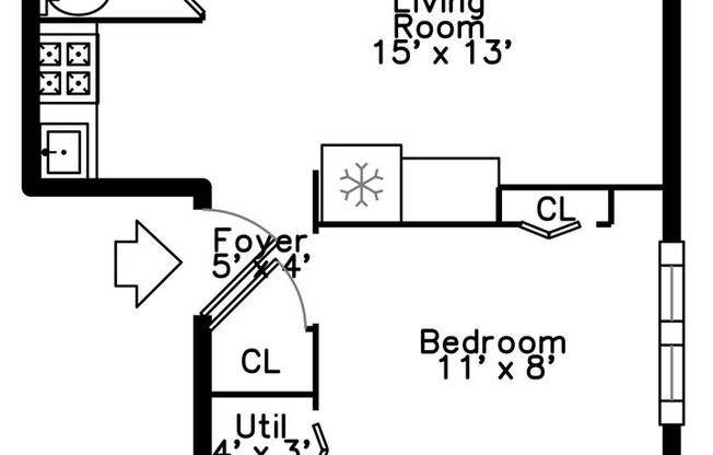 1 bed, 1 bath, 500 sqft, $1,375, Unit 416