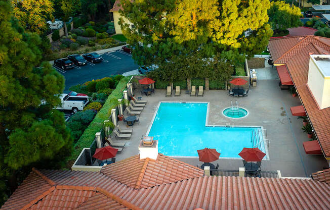 Aerial Pool View at Woodbend, Alta Loma, CA, 91701