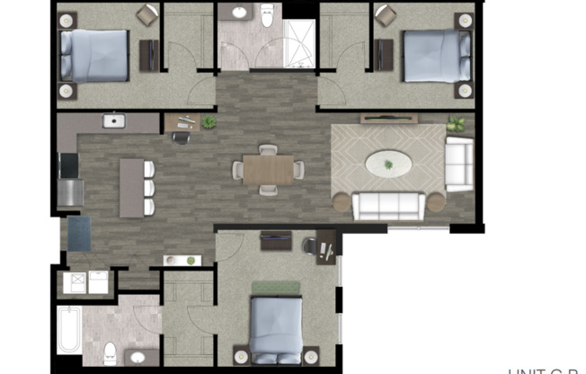 3 beds, 2 baths, 1,378 sqft, $2,350, Unit 805
