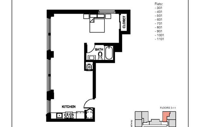 1 bed, 1 bath, 795 sqft, $2,300, Unit BEI-0801