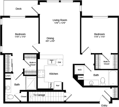 2 beds, 2 baths, 1,121 sqft, $2,680, Unit 201