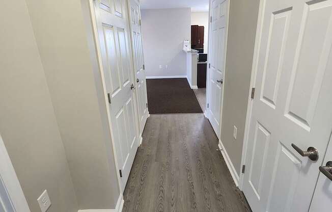 Hallway with Closet at The Assembly Apartments, Greenville, SC 29611