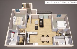 Chestnut - 2Br/2Ba Rental Home - Second Floor
