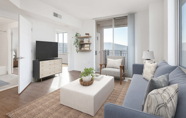 living room with hard surface flooring