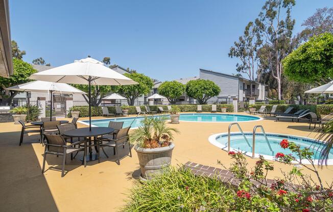our apartments have a resort style pool and patio