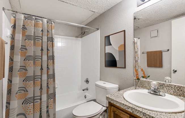 Monarch Pass Apartments in Fort Worth, TX photo of bathroom with lots of lighting