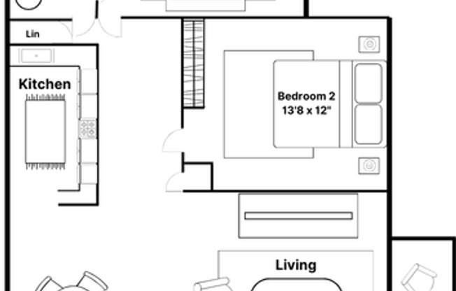2 beds, 1 bath, 970 sqft, $1,100, Unit 2007A