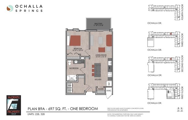 1 bed, 1 bath, 698 sqft, $1,575, Unit 328