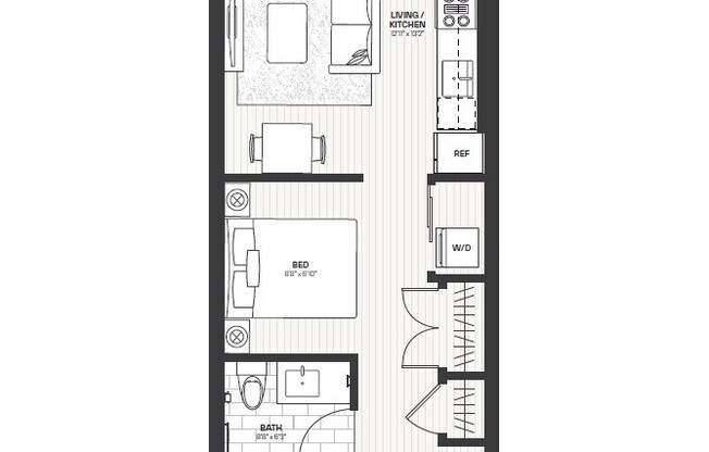 Studio, 1 bath, 461 sqft, $2,990, Unit 217