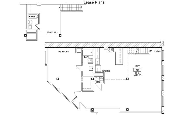 1 bed, 2 baths, 1,446 sqft, $1,995, Unit 401