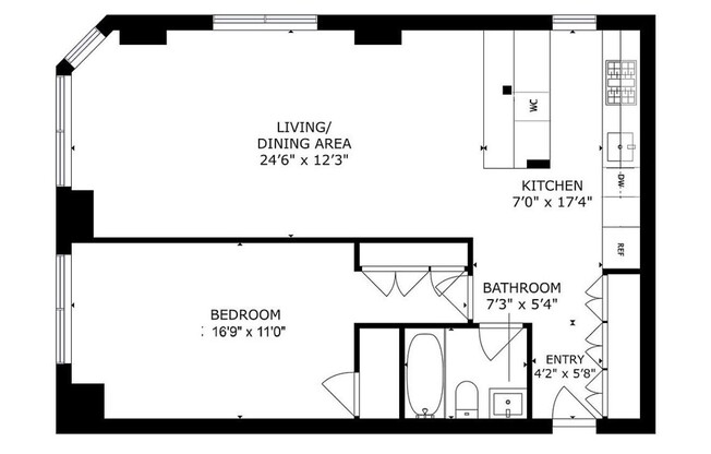 1 bed, 1 bath, 870 sqft, $4,500, Unit 19N