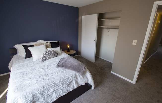 This is a photo of the second bedroom in the 950 square foor, 2 bedroom apartment at Deer Hill Apartments in Cincinnati, OH.