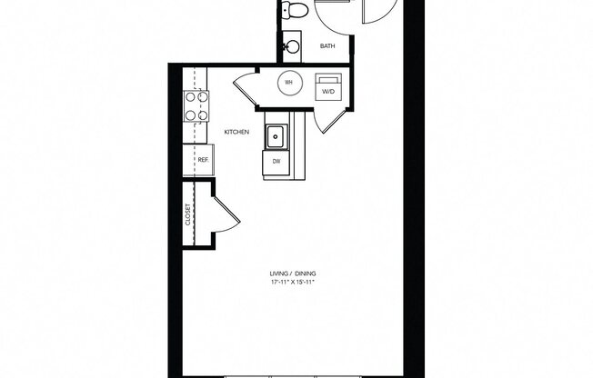 Studio, 1 bath, 577 sqft, $1,046