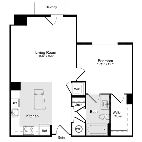 1 bed, 1 bath, 774 sqft, $2,505, Unit 107