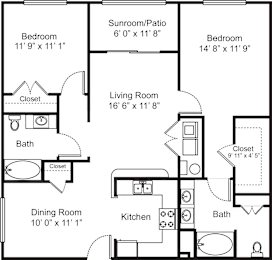 2 beds, 2 baths, 1,173 sqft, $1,349