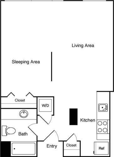 Studio, 1 bath, 528 sqft, $1,824, Unit 721