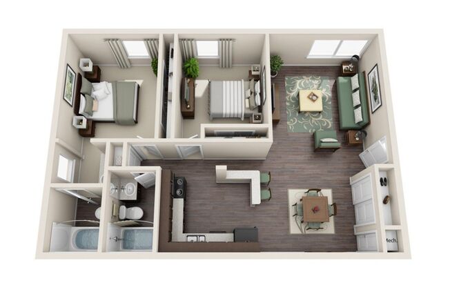 2 beds, 2 baths, 1,200 sqft, $1,300, Unit 13-101
