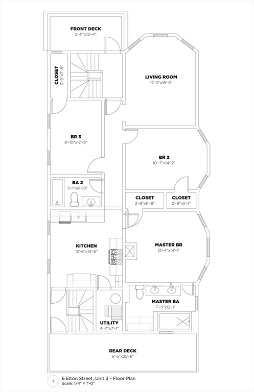 3 beds, 2 baths, 1,150 sqft, $3,950, Unit 3