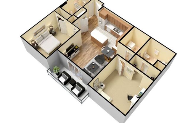 2 beds, 2 baths, 1,007 sqft, $1,330