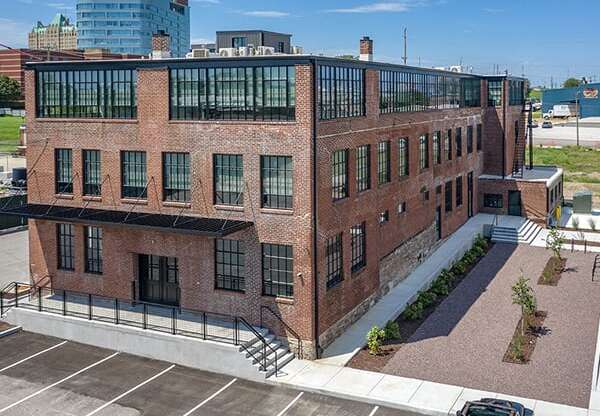 Steelcote Crossing exterior historic brick building at Steelcote Square, St. Louis