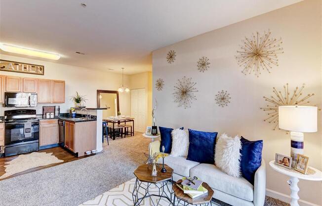 Residence at North Penn large living room with great lighting