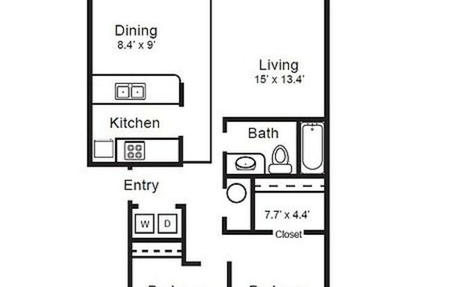 2 beds, 1 bath, 945 sqft, $1,735