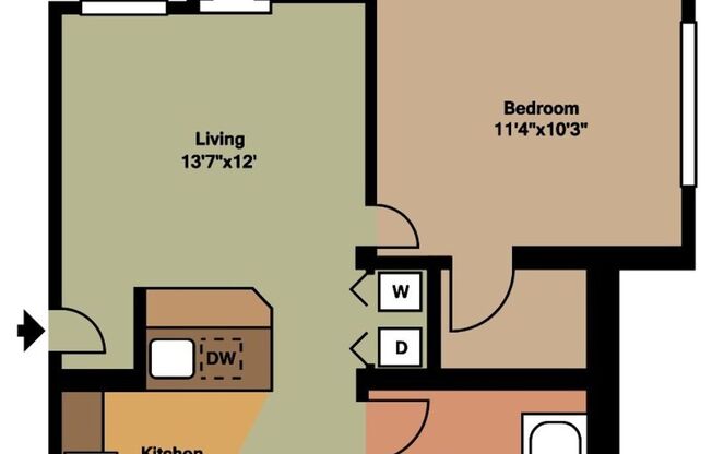1 bed, 1 bath, 543 sqft, $1,545, Unit F106