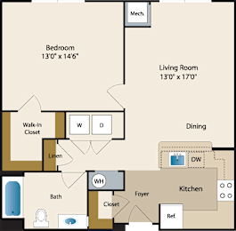 1 bed, 1 bath, 799 sqft, $1,754