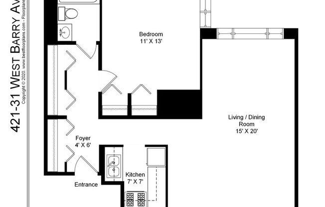 1 bed, 1 bath, 700 sqft, $1,895, Unit 421-#405