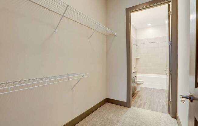 Pet-Friendly Apartments in Nashville, TN- Octave Apartments- large walk in closet with built in racks