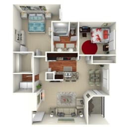 2 beds, 1 bath, 938 sqft, $1,536