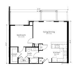 1 bed, 1 bath, 789 sqft, $1,486