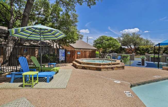 our apartments have a community pool and hot tub