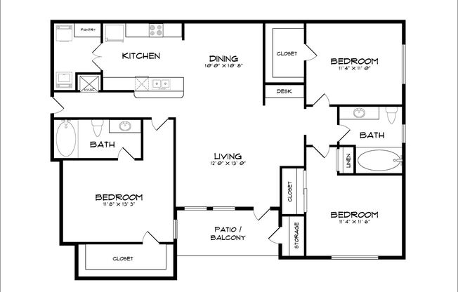 3 beds, 2 baths, 1,341 sqft, $1,776