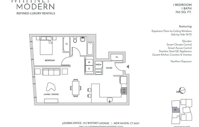 1 bed, 1 bath, 765 sqft, $2,450, Unit 25