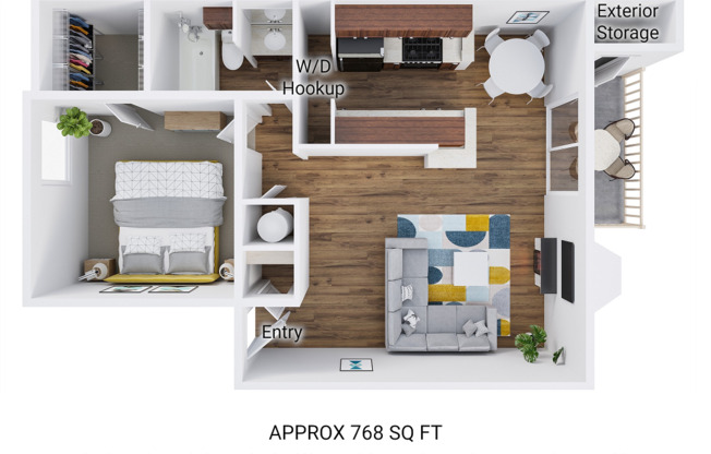 1 bed, 1 bath, 768 sqft, $794