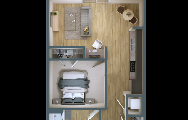 Studio, 1 bath, 594 sqft, $955, Unit 429