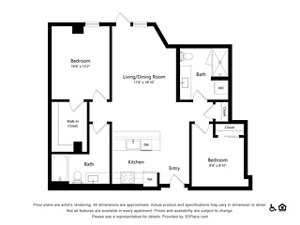 2 beds, 2 baths, 966 sqft, $3,520