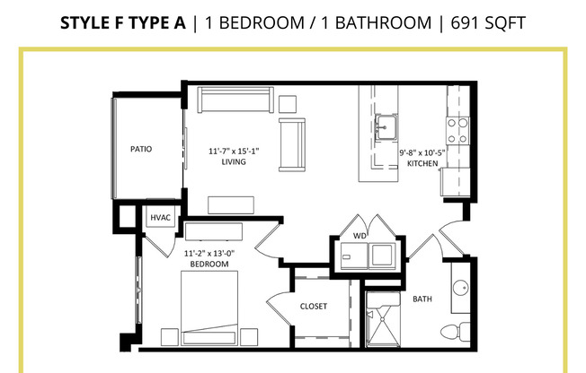 1 bed, 1 bath, 691 sqft, $1,135, Unit 316