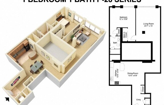 1 bed, 1 bath, 1,495 sqft, $1,637