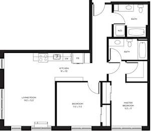 2 beds, 2 baths, 1,046 sqft, $2,158