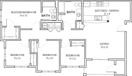 4 beds, 2 baths, 1,301 sqft, $2,352