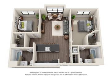 2 beds, 2 baths, 1,062 sqft, $3,346