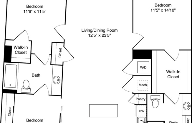 2 beds, 2 baths, 1,286 sqft, $5,070, Unit 406