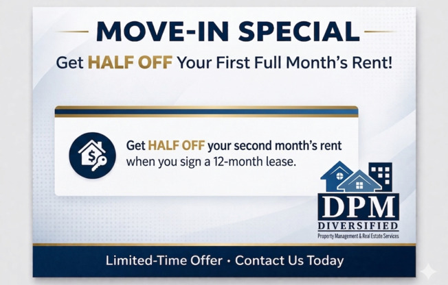 *Move In Special, Half off Rent! (See ad for details)*3 Bedroom Home!