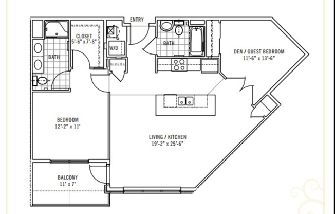 1 bed, 2 baths, 1,026 sqft, $2,049