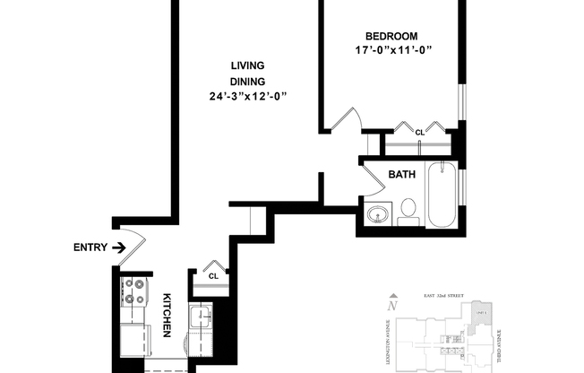 1 bed, 1 bath, 668 sqft, $5,490, Unit W14E