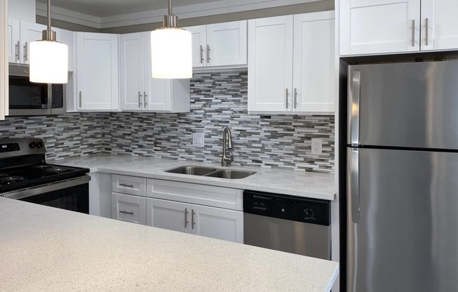 Kitchen with custom counters and cabinets