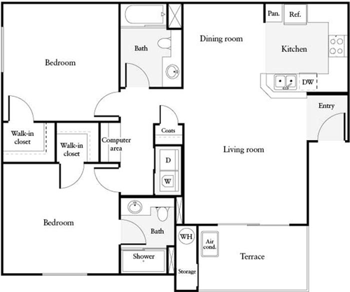 2 beds, 2 baths, 1,090 sqft, $3,591