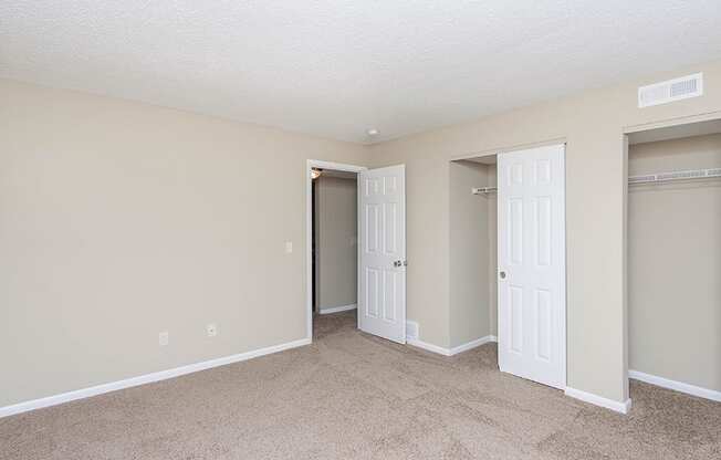 Large primary bedroom with closet space